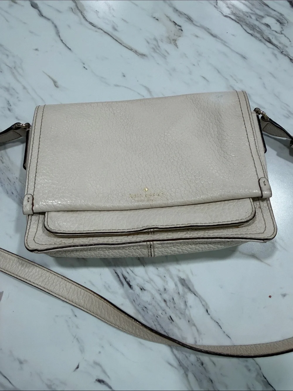 kate spade Pebbled Leather Crossbody in Cream